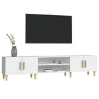 TV spintelė, balta, 180x31,5x40 cm, inžinerinė mediena