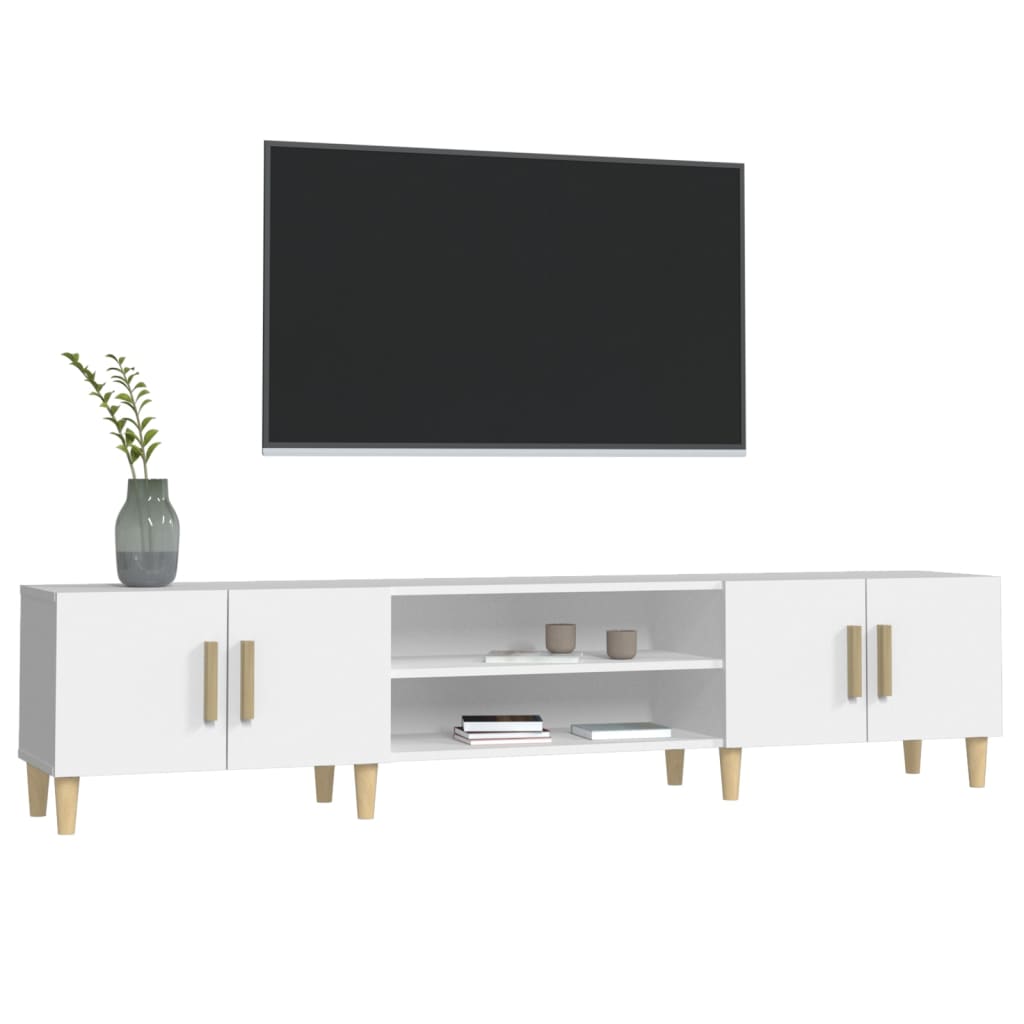 TV spintelė, balta, 180x31,5x40 cm, inžinerinė mediena