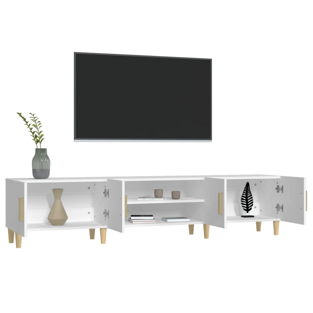 TV spintelė, balta, 180x31,5x40 cm, inžinerinė mediena