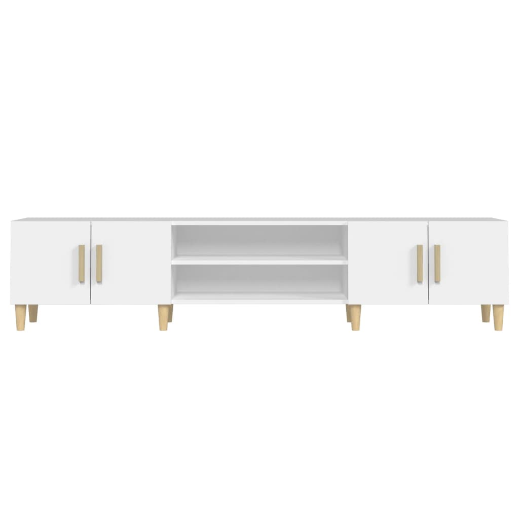 TV spintelė, balta, 180x31,5x40 cm, inžinerinė mediena