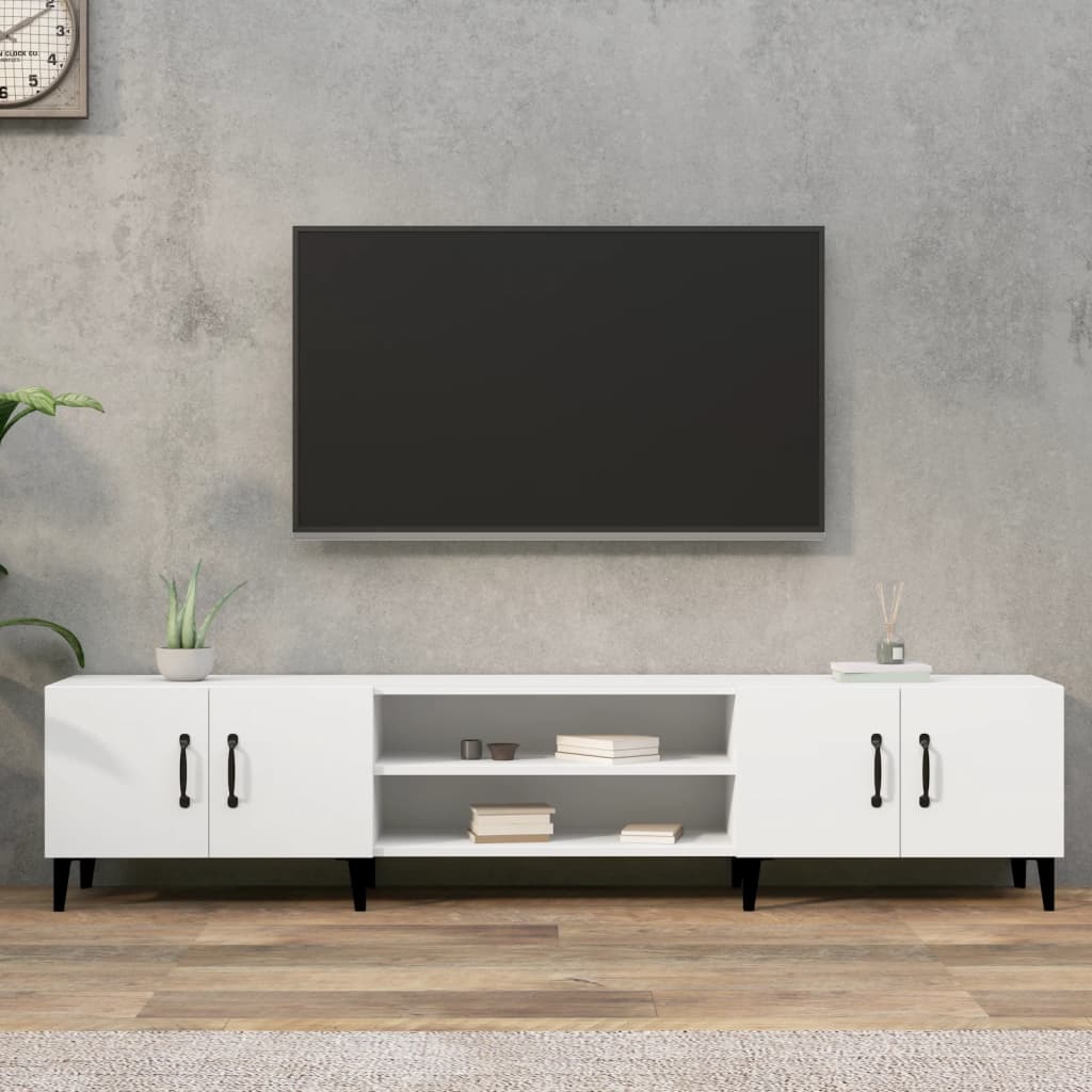 TV spintelė, balta, 180x31,5x40 cm, inžinerinė mediena