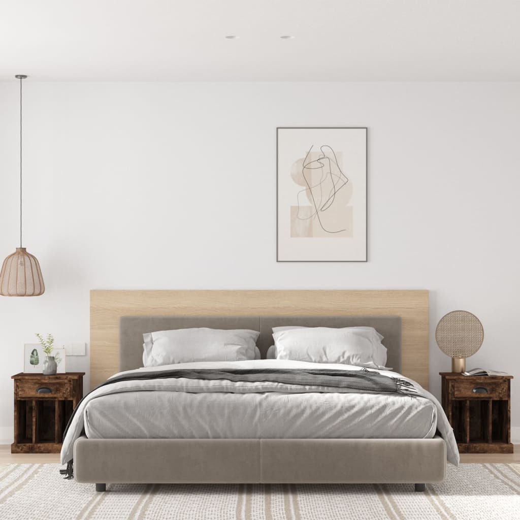 Naktinės spintelės, 2vnt., dūminio ąžuolo spalvos, 43x36x50cm