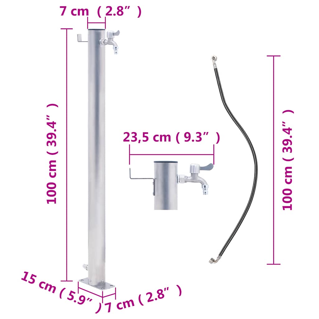 Vandens kolonėlė sodui, 100cm, nerūdijantis plienas, apskrita