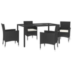 Sodo komplektas su pagalvėlėmis, 5 dalių, juodas, poliratanas
