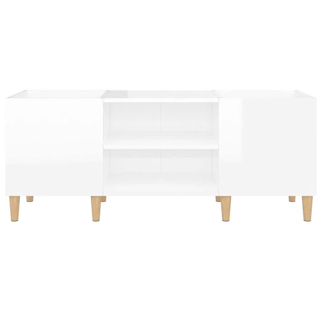 Vinilinių plokštelių spintelė, balta, 121x38x48cm, mediena