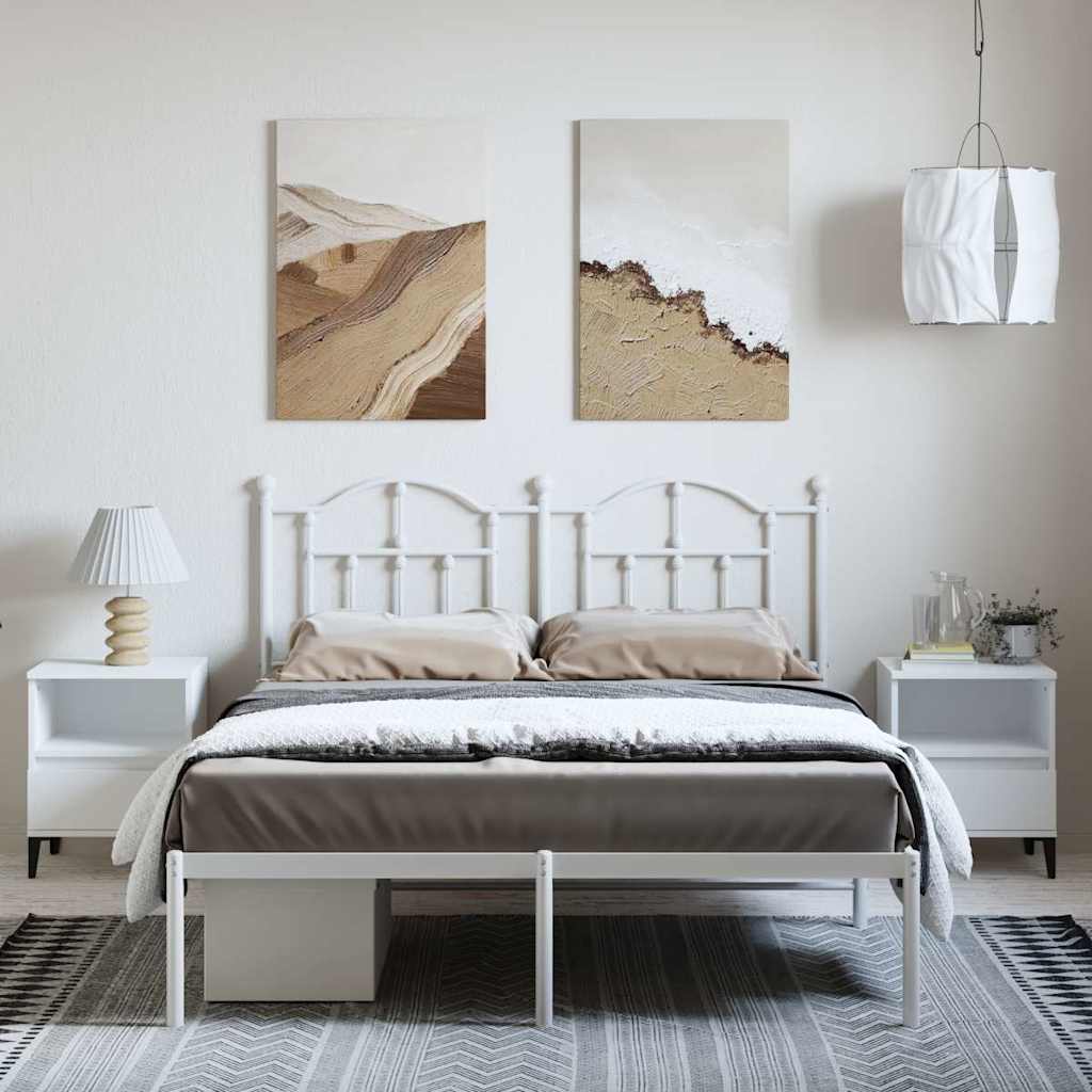 Metalinis lovos rėmas su galvūgaliu, baltos spalvos, 150x200cm