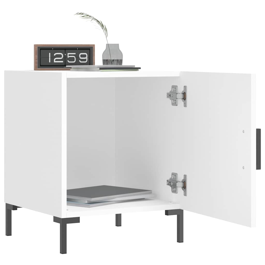 Naktinės spintelės, 2vnt., baltos, 40x40x50cm, apdirbta mediena