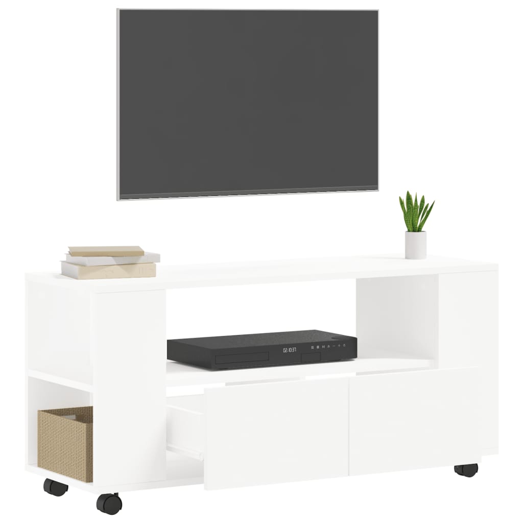 Televizoriaus spintelė, baltos spalvos, 102x34,5x43cm, mediena