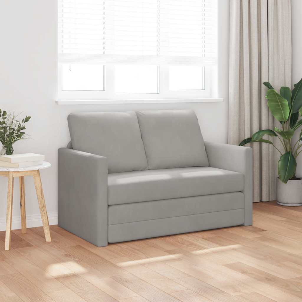 Grindų sofa-lova, 2-1, šviesiai pilka, 122x204x55cm, aksomas