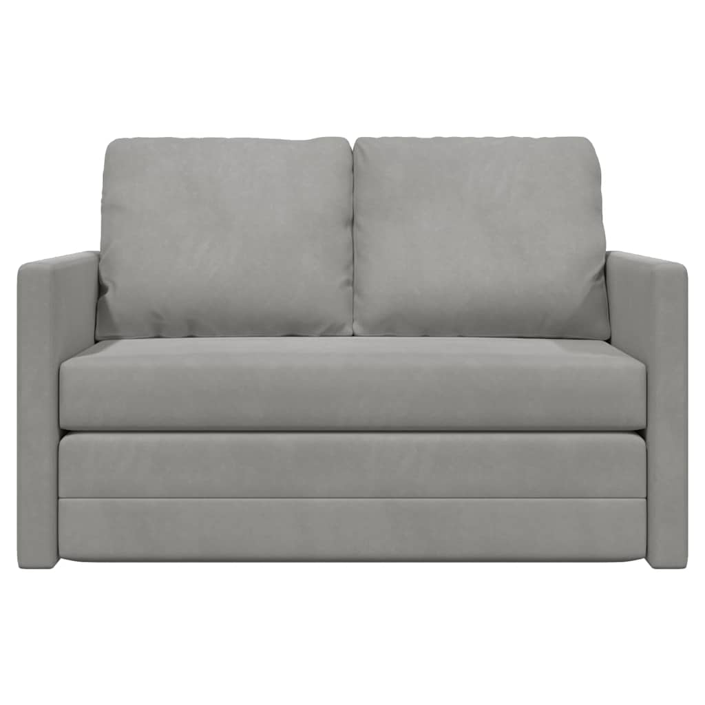 Grindų sofa-lova, 2-1, šviesiai pilka, 122x204x55cm, aksomas