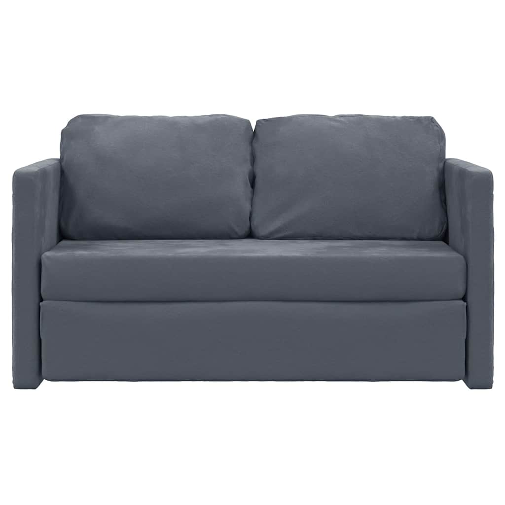 Grindų sofa-lova, 2-1, tamsiai pilka, 122x204x55cm, aksomas