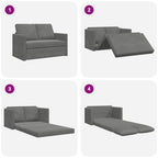 Grindų sofa-lova, 2-1, tamsiai pilka, 122x204x55cm, aksomas