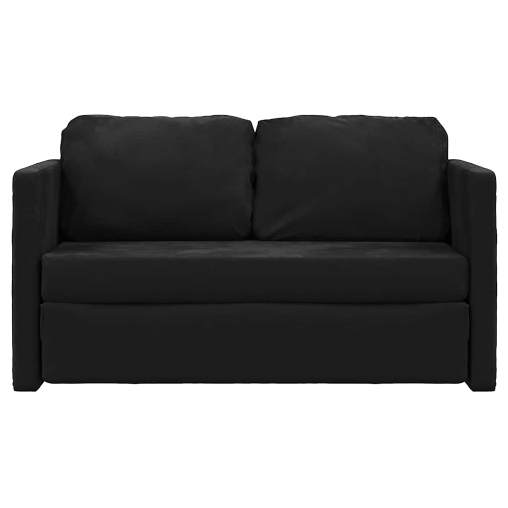 Grindų sofa-lova, 2-1, juodos spalvos, 122x204x55cm, aksomas
