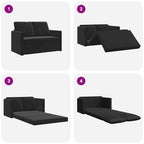 Grindų sofa-lova, 2-1, juodos spalvos, 122x204x55cm, aksomas