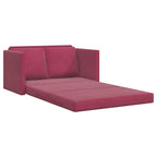Grindų sofa-lova, 2-1, raudonojo vyno, 122x204x55cm, aksomas