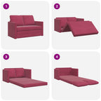 Grindų sofa-lova, 2-1, raudonojo vyno, 122x204x55cm, aksomas
