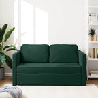 Grindų sofa-lova, 2-1, tamsiai žalia, 122x204x55cm, aksomas