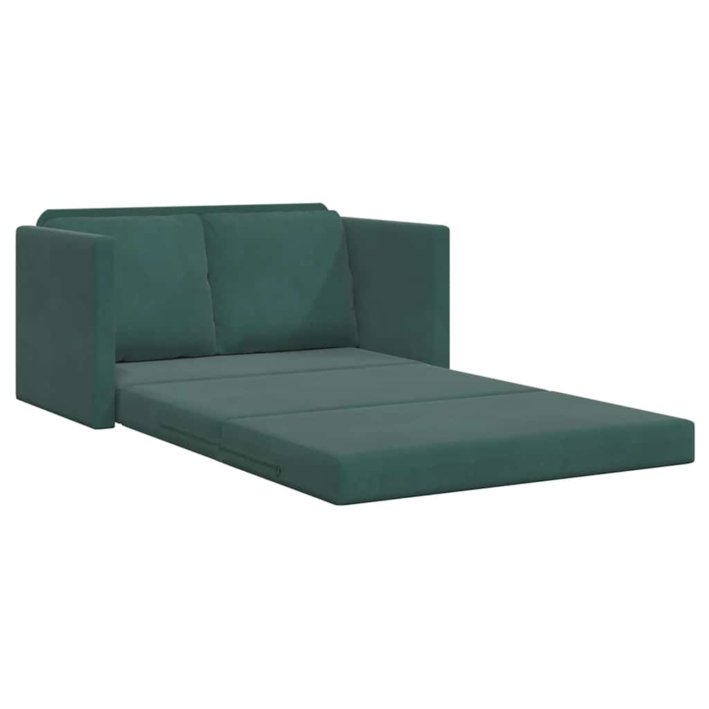 Grindų sofa-lova, 2-1, tamsiai žalia, 122x204x55cm, aksomas