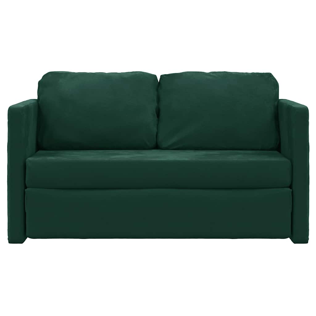 Grindų sofa-lova, 2-1, tamsiai žalia, 122x204x55cm, aksomas