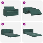 Grindų sofa-lova, 2-1, tamsiai žalia, 122x204x55cm, aksomas