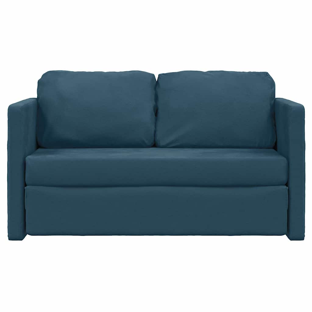 Grindų sofa-lova, 2-1, mėlynos spalvos, 122x204x55cm, aksomas