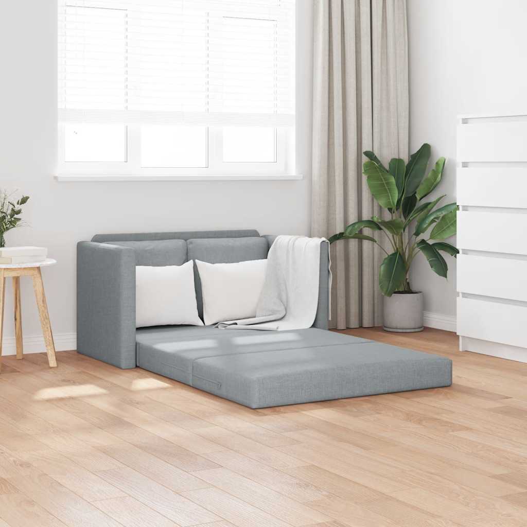 Grindų sofa-lova, 2-1, šviesiai pilka, 112x174x55cm, audinys