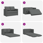 Grindų sofa-lova, 2-1, tamsiai pilka, 112x174x55cm, audinys