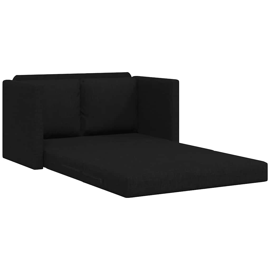 Grindų sofa-lova, 2-1, juodos spalvos, 112x174x55cm, audinys
