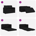 Grindų sofa-lova, 2-1, juodos spalvos, 112x174x55cm, audinys