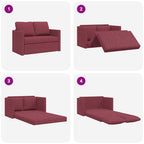 Grindų sofa-lova, 2-1, raudonojo vyno, 112x174x55cm, audinys