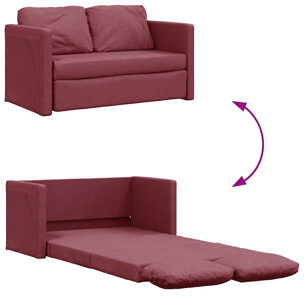 Grindų sofa-lova, 2-1, raudonojo vyno, 112x174x55cm, audinys