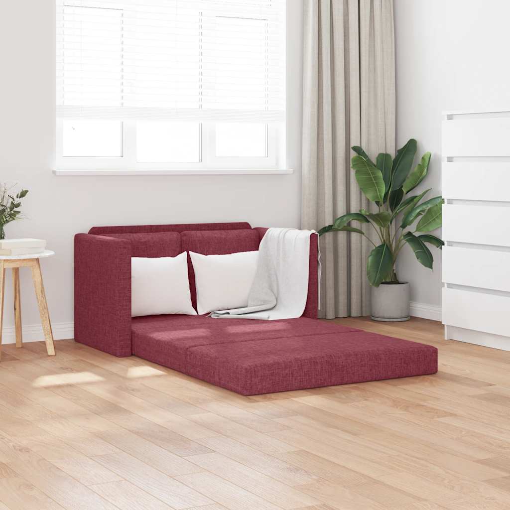 Grindų sofa-lova, 2-1, raudonojo vyno, 112x174x55cm, audinys