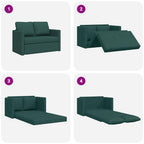 Grindų sofa-lova, 2-1, tamsiai žalia, 112x174x55cm, audinys