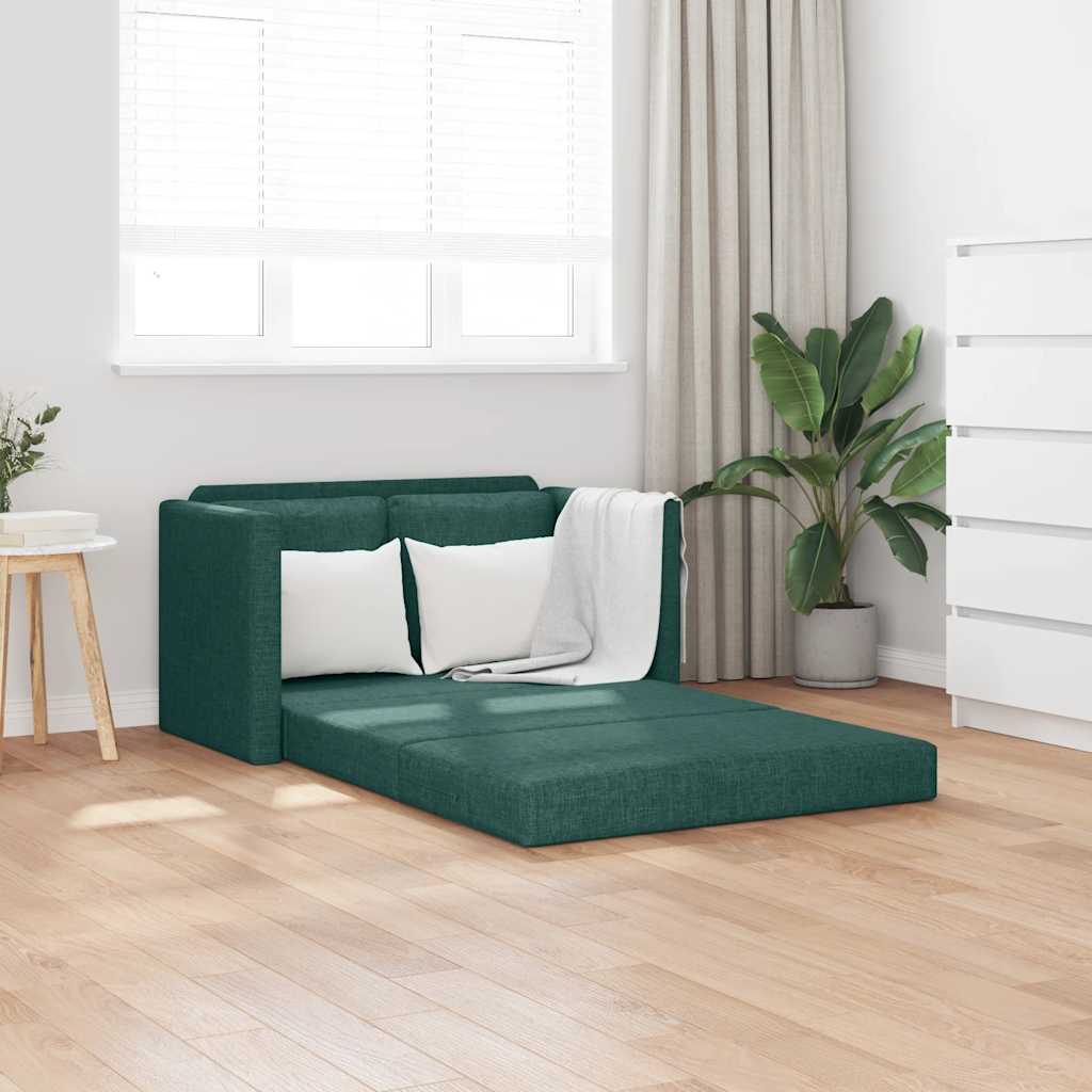 Grindų sofa-lova, 2-1, tamsiai žalia, 112x174x55cm, audinys
