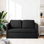 Grindų sofa-lova, 2-1, juoda, 112x174x55cm, dirbtinė oda