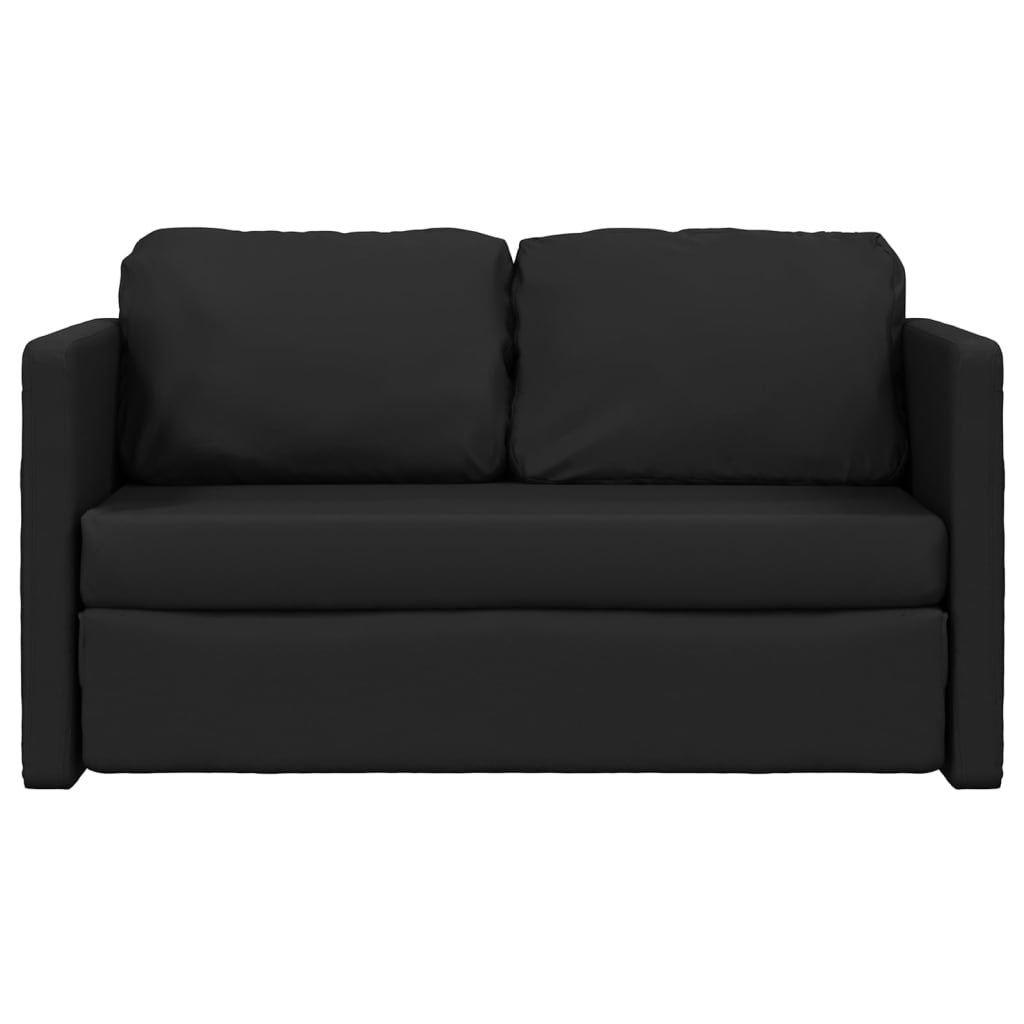 Grindų sofa-lova, 2-1, juoda, 112x174x55cm, dirbtinė oda