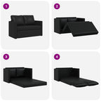 Grindų sofa-lova, 2-1, juoda, 112x174x55cm, dirbtinė oda