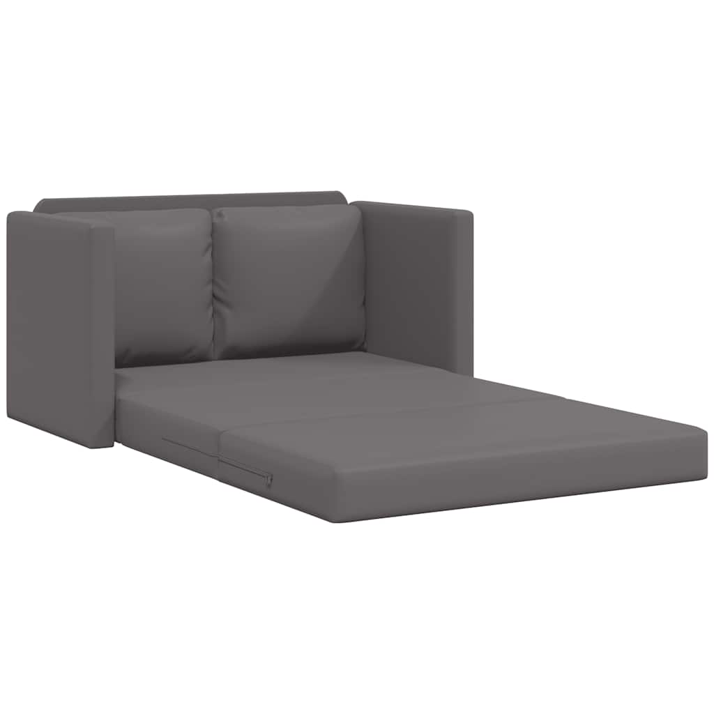 Grindų sofa-lova, 2-1, pilka, 112x174x55cm, dirbtinė oda