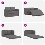 Grindų sofa-lova, 2-1, pilka, 112x174x55cm, dirbtinė oda