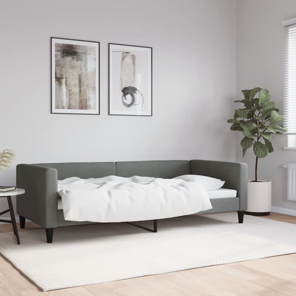 Sofa, tamsiai pilkos spalvos, 90x200cm, audinys