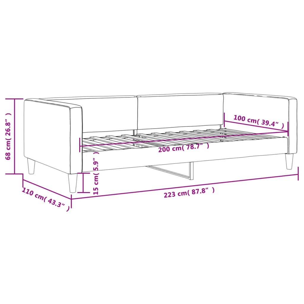 Sofa, tamsiai pilkos spalvos, 100x200cm, audinys