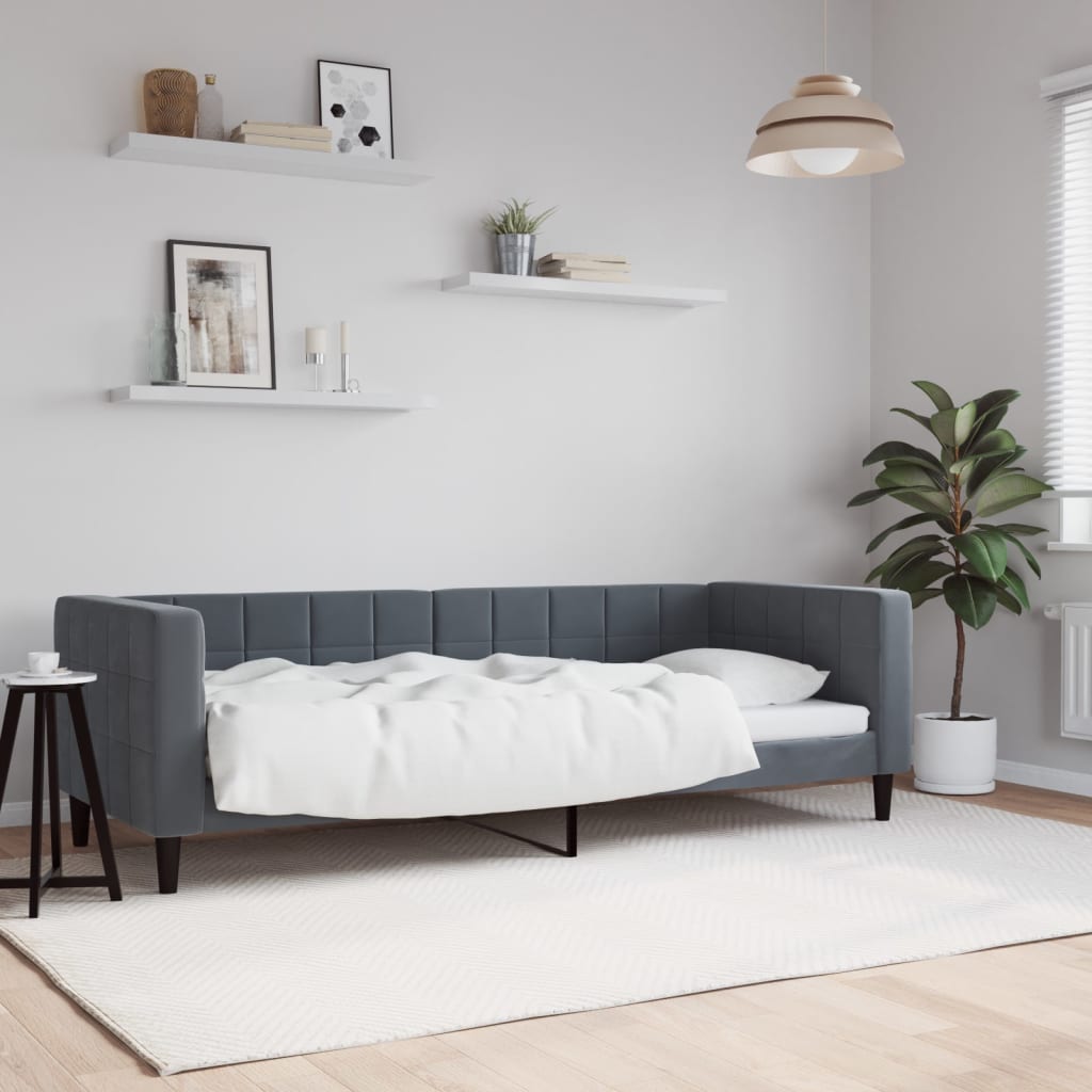 Sofa, tamsiai pilkos spalvos, 80x200cm, aksomas