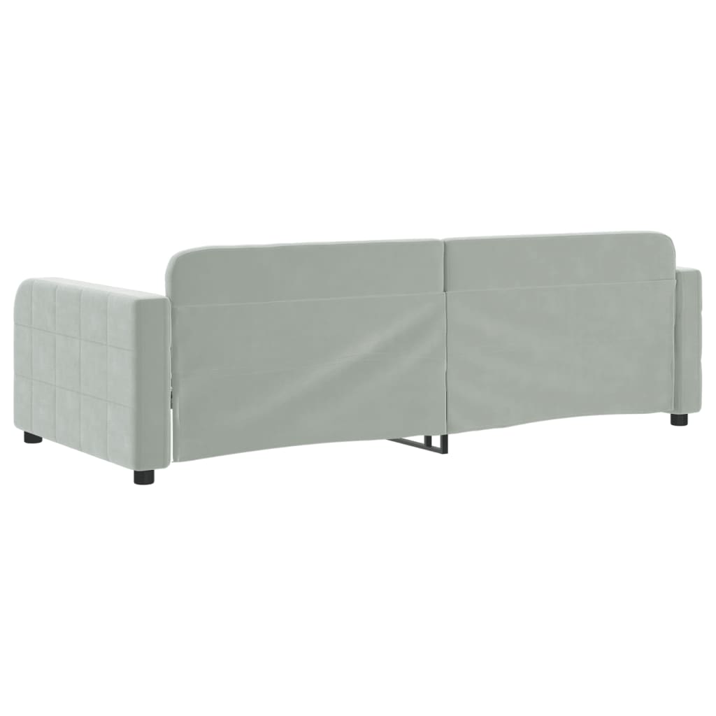 Sofa, šviesiai pilkos spalvos, 90x200cm, aksomas