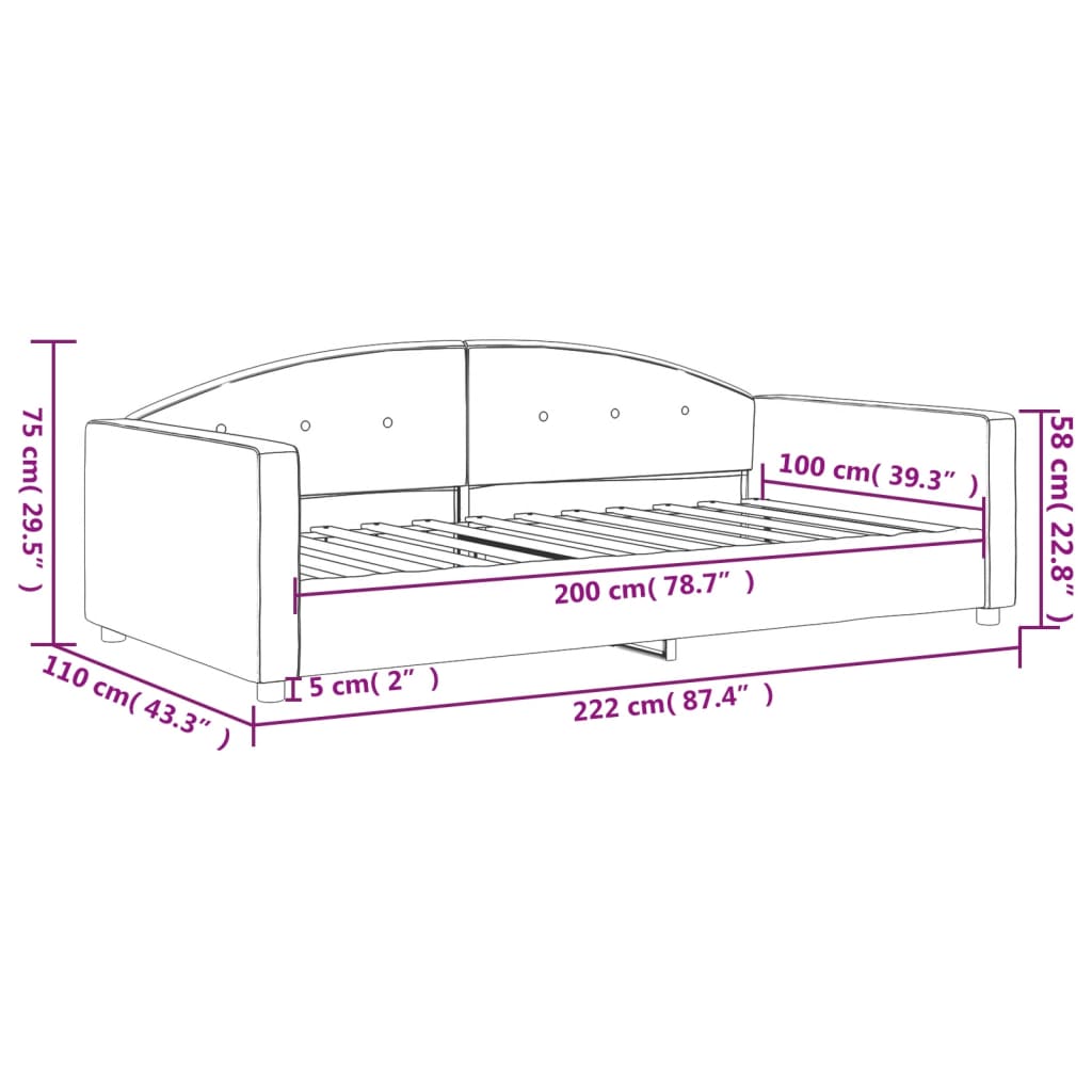 Sofa, rožinės spalvos, 100x200cm, aksomas