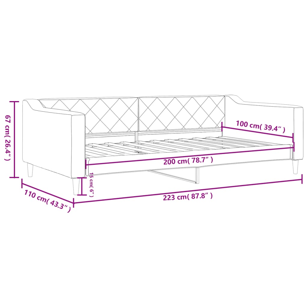 Sofa, juodos spalvos, 100x200cm, audinys