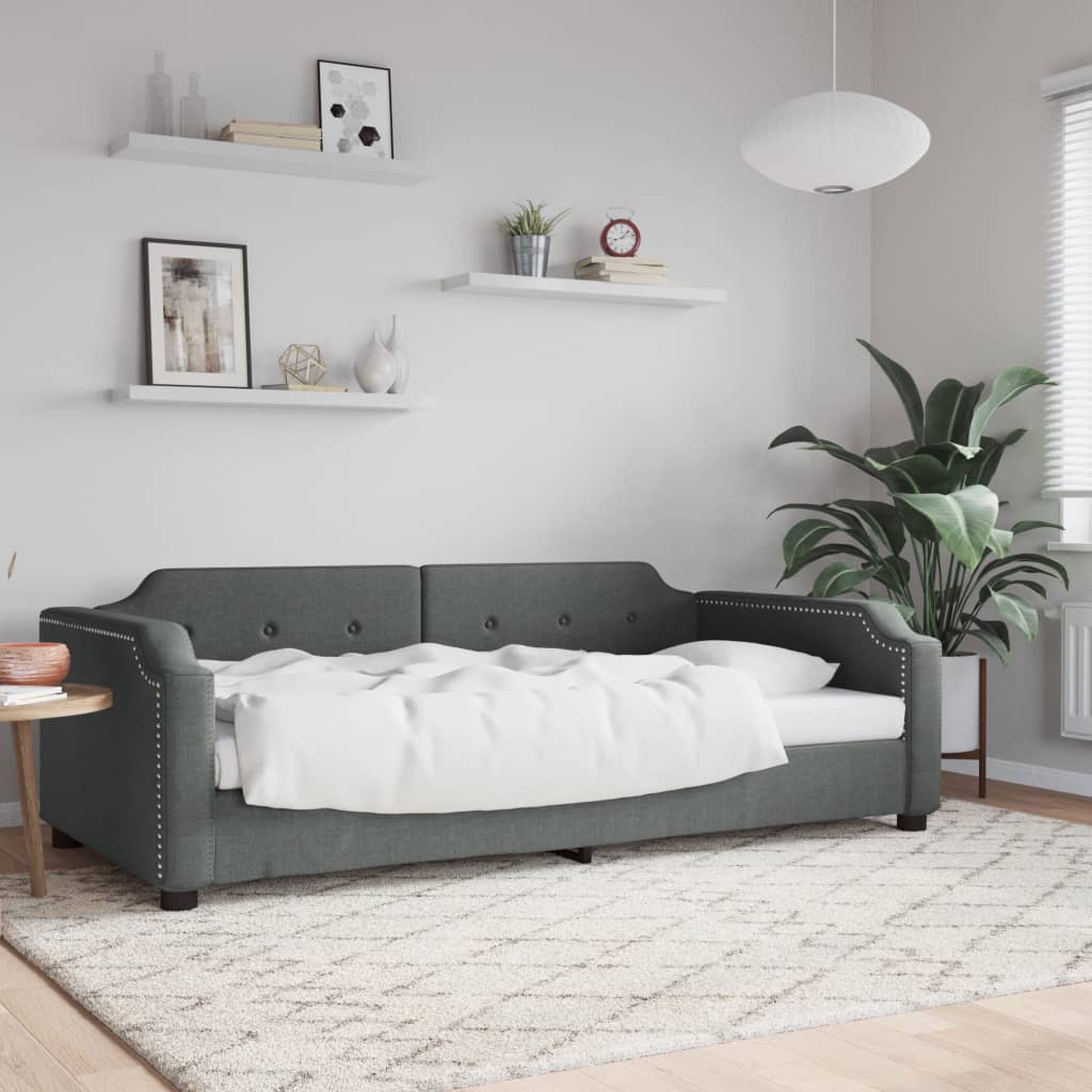 Sofa, tamsiai pilkos spalvos, 90x200cm, audinys