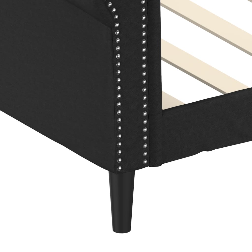 Sofa, juodos spalvos, 90x200cm, dirbtinė oda