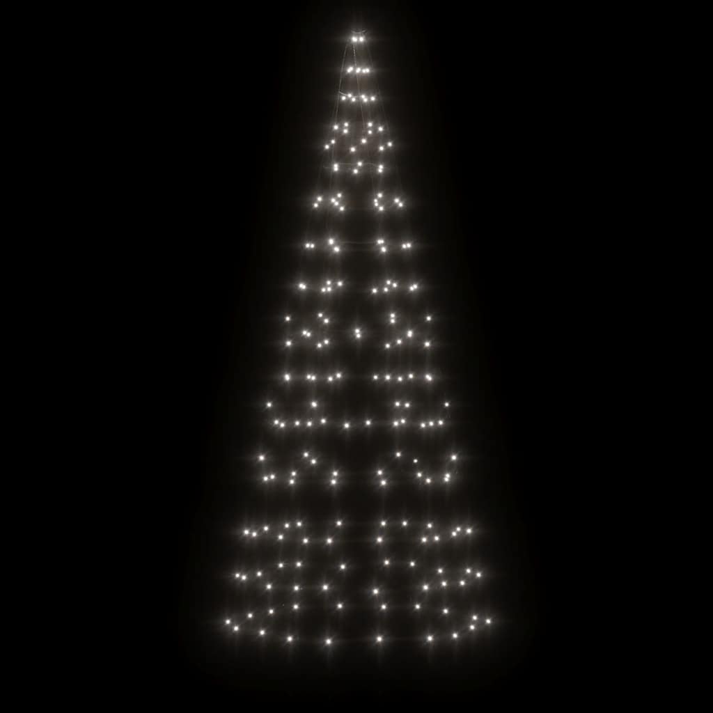 LED Kalėdų eglutė ant vėliavos stiebo 200LED šaltai balta 180cm