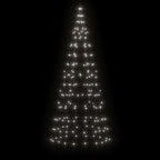LED Kalėdų eglutė ant vėliavos stiebo 200LED šaltai balta 180cm