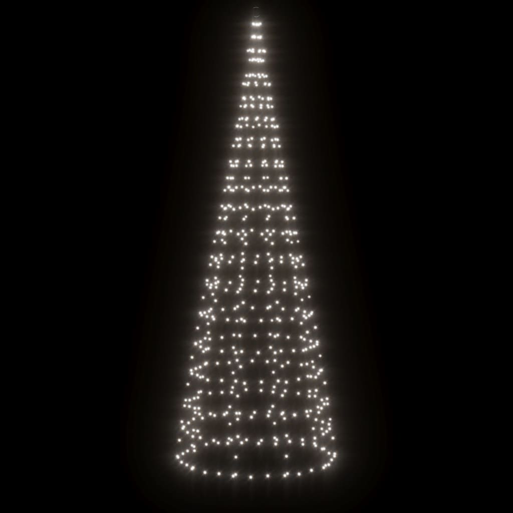 LED Kalėdų eglutė ant vėliavos stiebo 550 LED Šalta Balta 300cm